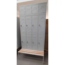 Metalobox öltözőszekrény (rövidajtós), ülőpaddal, felső ajtós tárolóval