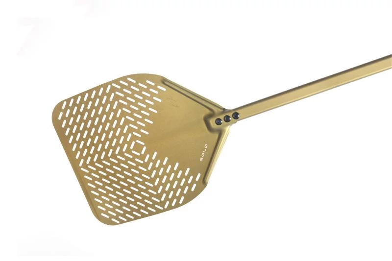 Pizzalapát PRO 33 cm, perforált, szögletes G.H.A. GOLD, GI Metal
